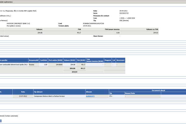 Detaliu standard pentru un document